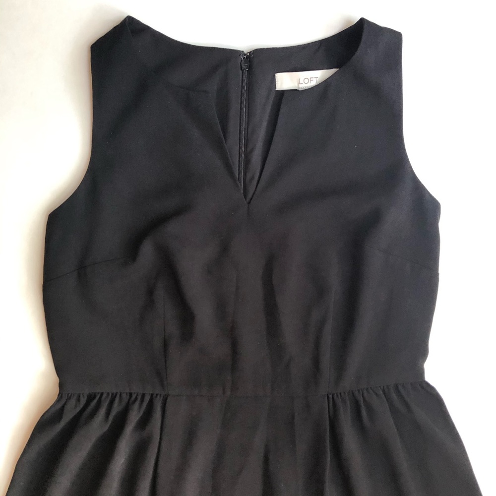 Loft Black Split Neck Sleeveless Dress